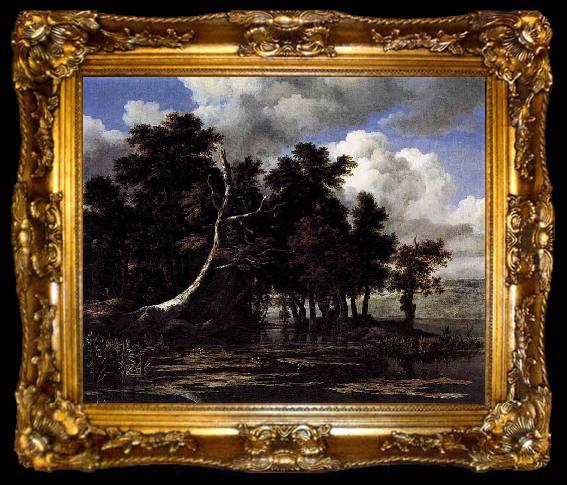 framed  Jacob Isaacksz. van Ruisdael Oaks by a Lake with Waterlilies, ta009-2